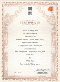 Gujarat Tourism Certificate